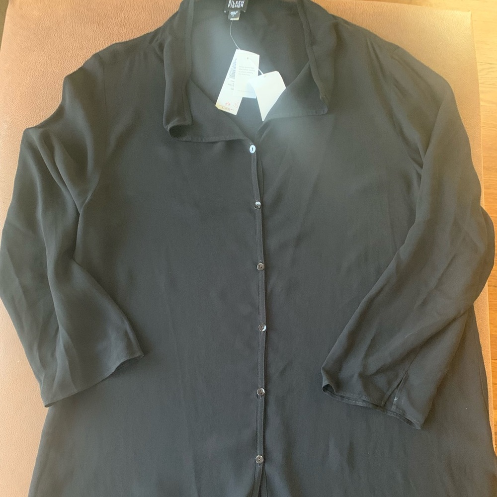 Sheer black Eileen Fisher tunic NWT